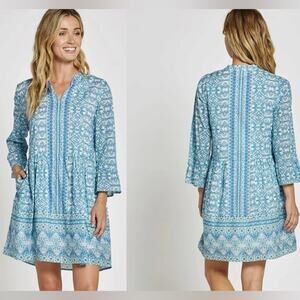 Jude Connally Faith Dress Calico Garden Periwinkle Size Small